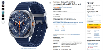 Galaxy Watch Ultra por R$ 1.998,99 na Amazon.