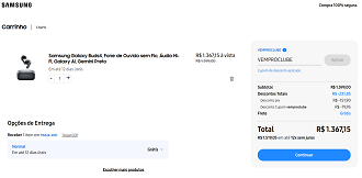 Galaxy Buds4 por R$ 1.367,15 na loja oficial da Samsung até 31 de maio de 2026.