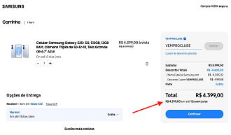 Cupom no S25 Plus de 512GB