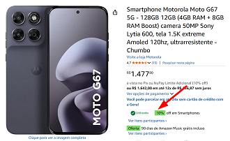 Oferta do Moto G67