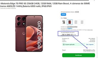 Promoção do Motorola Edge 70 Pro