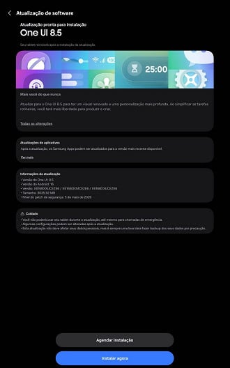 Atualização da One UI 8.5 para o Galaxy S9 FE Plus no Brasil