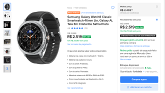 Galaxy Watch8 Classic por R$ 2.519,00 no Mercado Livre!