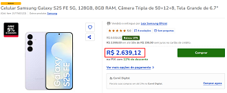 Oferta do Galaxy S25 FE
