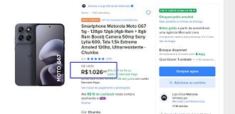 Moto G67 bate menor preço histórico