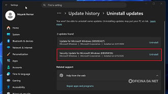 Uma opção é desinstalar a atualização