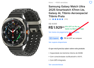 Oferta do Galaxy Watch Ultra