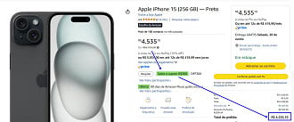Promoção do iPhone 15 de 256GB