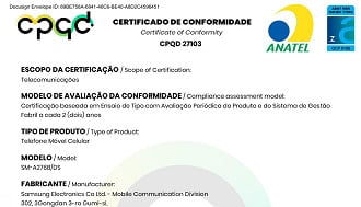 Galaxy A27 recebe aprovação da Anatel