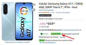 Oferta do Galaxy A17 4G