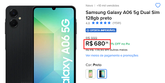 Oferta do Galaxy A06 5G
