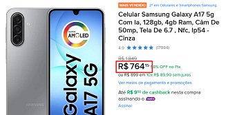 Oferta do Galaxy A17 5G