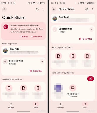 Motorola Razr Fold agora pode enviar arquivos diretamente para dispositivos Apple