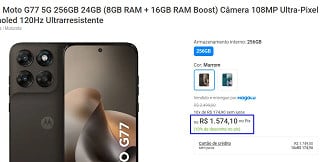 Promoção do Motorola Moto G77