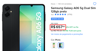 Oferta do Galaxy A06 5G