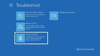 O Cloud Rebuild funciona diferente do Restaurar o PC que já existe no Windows 11
