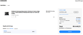 Galaxy Book4 por R$ 4.445,15 na loja oficial da Samsung.