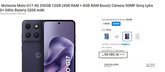 Promoção do Motorola Moto G17