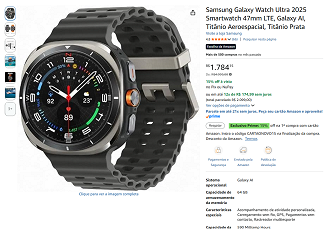 Galaxy Watch Ultra 2025 por R$ 1.784,15 na Amazon!