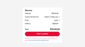 Exemplo de compra abaixo de US$ 50 não cobrando mais o imposto de importação no AliExpress
