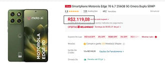 Promoção do Motorola edge 70