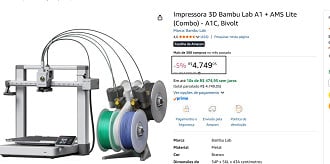 Impressora 3D Bambu Lab A1 Combo recebe desconto especial