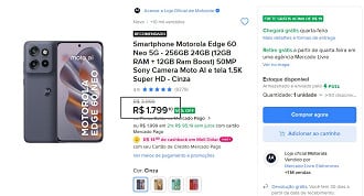 Promoção do Motorola Edge 60 Neo