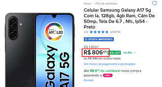 Oferta do Galaxy A17 5G