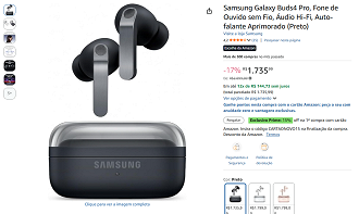 Samsung Galaxy Buds4 Pro por R$ 1.735,99 na Amazon!