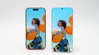 Uma imagem ao lado do iPhone 17 Pro foi apresentada para fins de comparação da diferença no tamanho das bordas