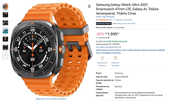 Samsung Galaxy Watch Ultra na cor laranja por R$ 1.999,00 na Amazon!
