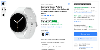 Galaxy Watch8 40mm LTE por R$ 1.349,10 no Mercado Livre!