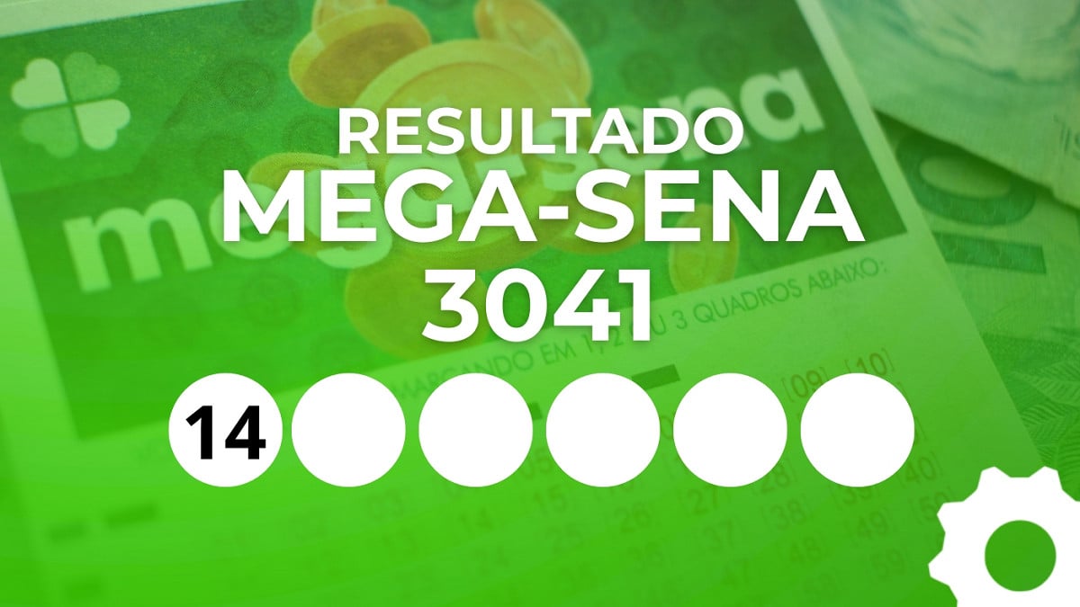 Veja os números sorteados da Mega-Sena 3041. Imagem: Oficina da Net