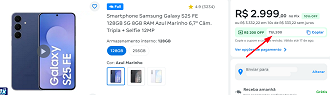 Oferta do Galaxy S25 FE