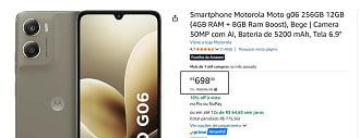 Promoção do Motorola Moto G06