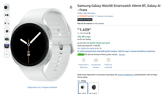 Samsung Galaxy Watch8 44mm BT com 55% de desconto na Amazon!
