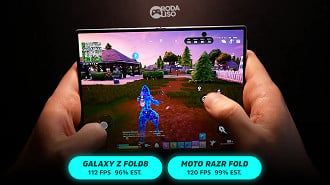 No Fortnite o Fold8 liberou 120 frames mesmo com gráficos no máximo, e foi desse jeitinho aí mesmo que testamos.
