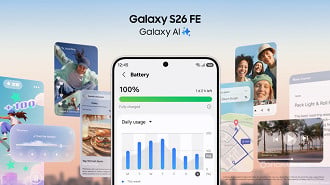 A Samsung destaca os recursos do Galaxy AI como principal foco do Galaxy S26 FE. Imagem: Samsung/Reprodução