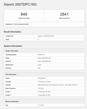 POCO X8 no Geekbench