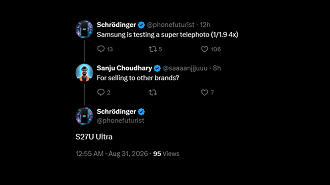 Vazamento revela suposto novo sensor de 4X do Galaxy S27 Ultra.