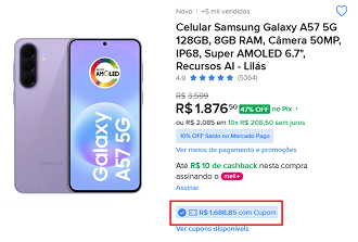 Oferta do Galaxy A57