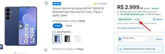 Oferta do Galaxy S25 FE