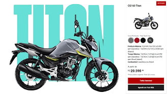 A CG160 Titan é vendida no site da Honda por R$ 20.590