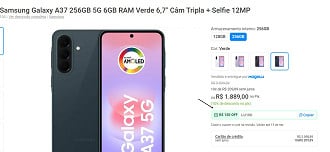 Galaxy A37 de 256GB em oferta