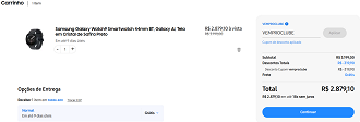 Samsung Galaxy Watch9 44mm BT por R$ 2.879,10!