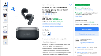 Samsung Galaxy Buds4 por R$ 1.098,90 no Mercado Livre!