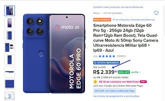 Motorola Edge 60 Pro em promoção.
