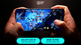 Jogamos LOL de celular com gráficos no médio e FPS em 120.