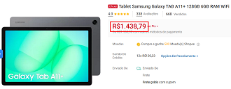 Oferta do Galaxy Tab A11+ Wi-Fi