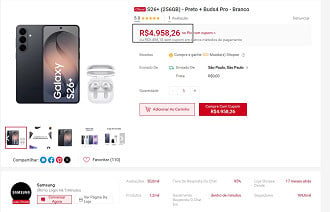 Promoção do Galaxy S26+ com fone